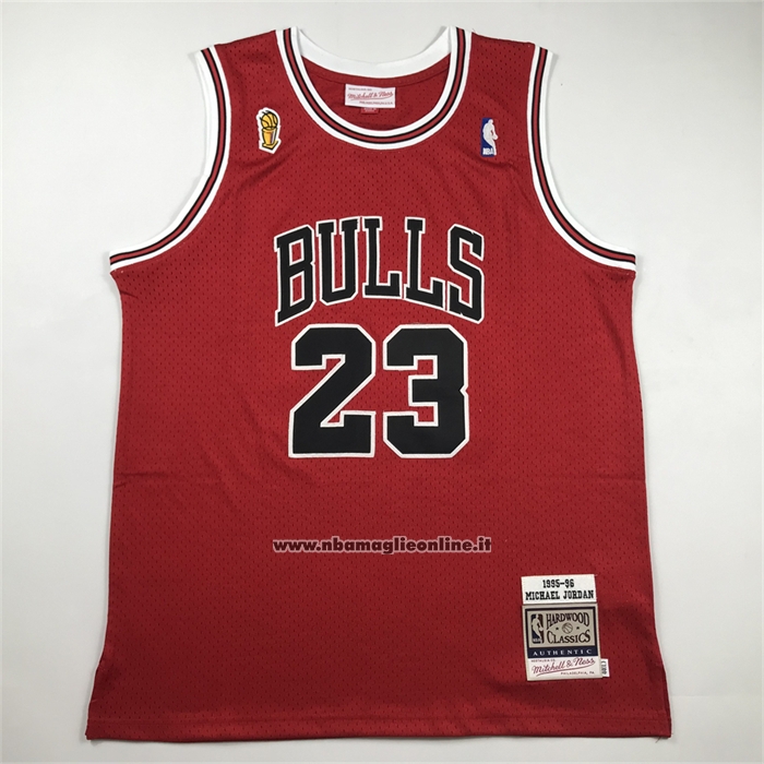 Maglia Chicago Bulls Michael Jordan No 23 Autentico 1995-96 Rosso